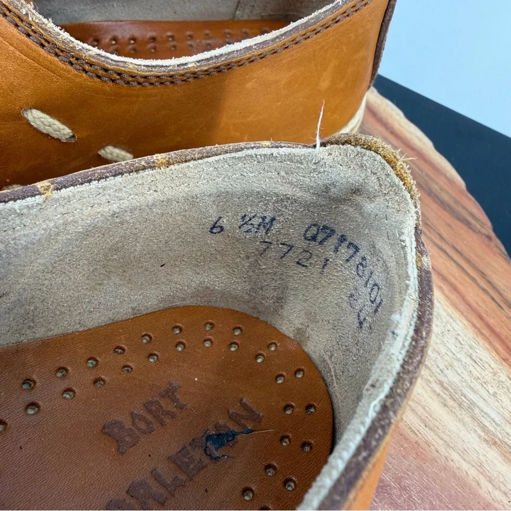 Vintage Bort Carleton Shoes Tan Brown‎ Leather Shoes Women's 6.5 lace up